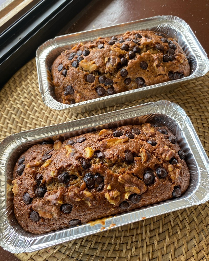 Banana bread on display